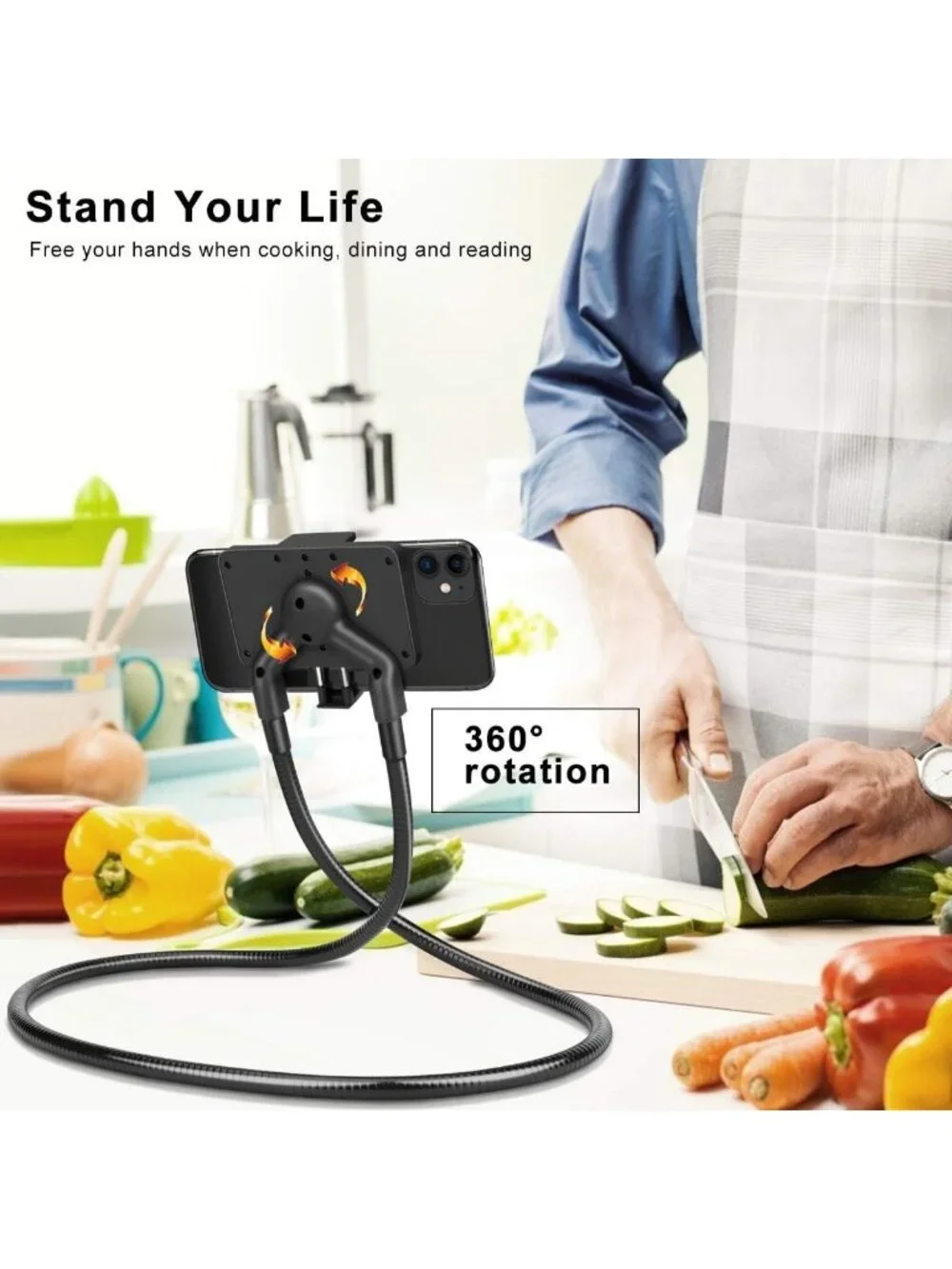 Universal Cell Phone Holder Stand, Flexible Lazy Bracket, Multi-Function Mount